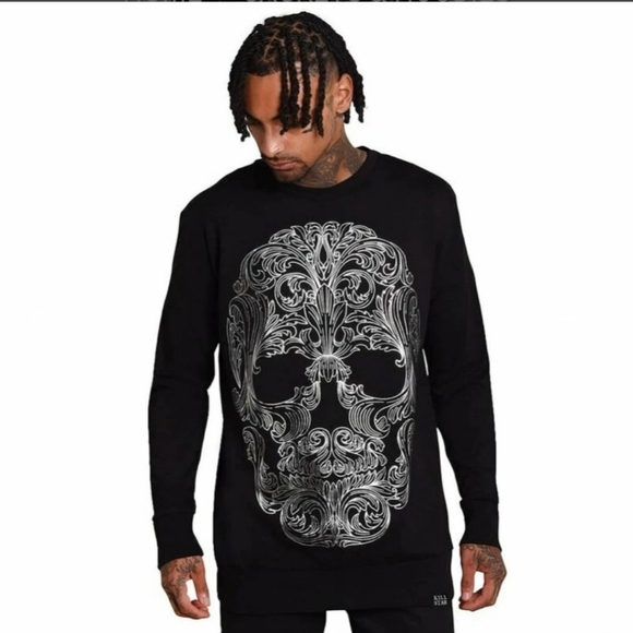 Killstar ✦ Dead Inside Sweater ✦ Black White Oversized Gothic Knit Pullover M - Picture 3 of 7